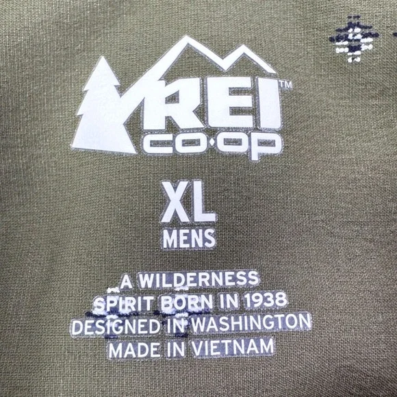 REI Co-op Mens XL Olive Green Diamond Western Print Long Sleeve Button Up Shirt - Picture 5 of 9